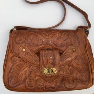 Vintage Mexican Tooled Shoulder Bag